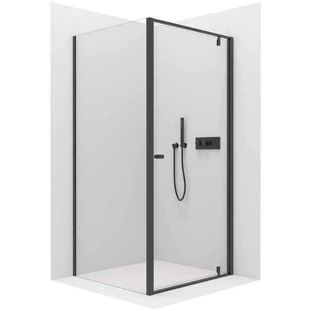 Sprchový kout Ferri L/P - 6 mm - černá matná, transparentní sklo - 90x90x195 cm - pivotový