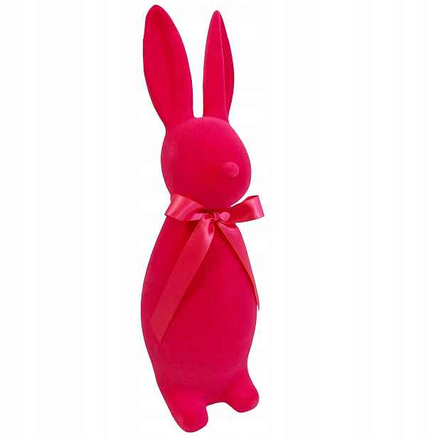Velký Velikonoční Králík 47 cm Růžový Velurový Vánoční Dekorace Figurka