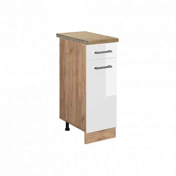 Vicco SPODNÍ SKŘÍŇKA KUCHYŇSKÉ LINKY R-Line Bílá vysoký lesk 30 cm , PD Dub
