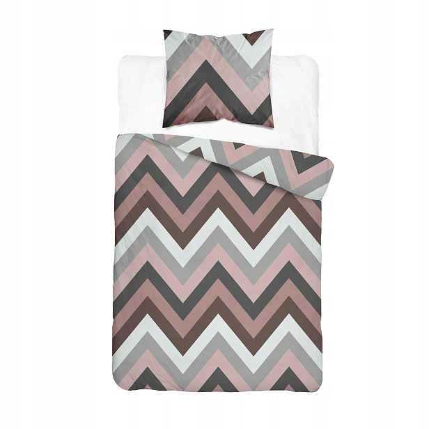 Povlečení saténové 140x200 růžová šedá s cikcaky 6063 A Home Satin