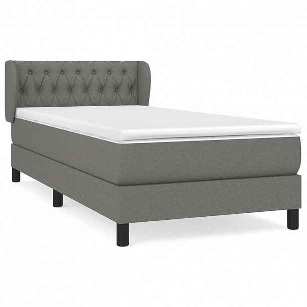 vidaXL Box spring postel s matrací tmavě šedá 90x190 cm textil