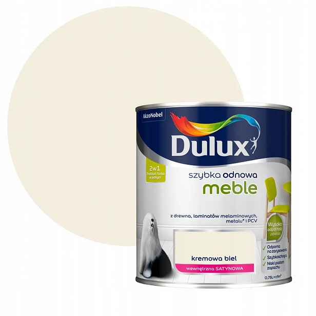 Dulux Rychlá Obnova Krémový nábytek Bílá barva 0,75L