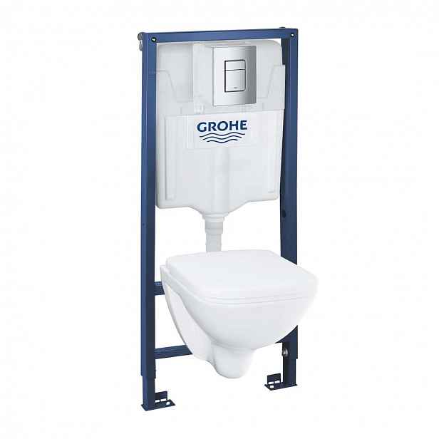 Grohe Solido - Set předstěnové instalace, klozetu a sedátka softclose, tlačítko Even, chrom 39467000