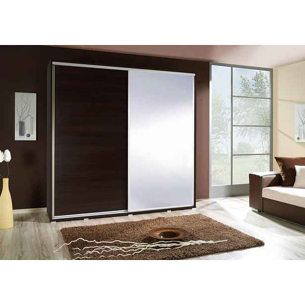 Široká šatní skříň 205 cm se zrcadlem DANUBE 26 - kaštan wenge