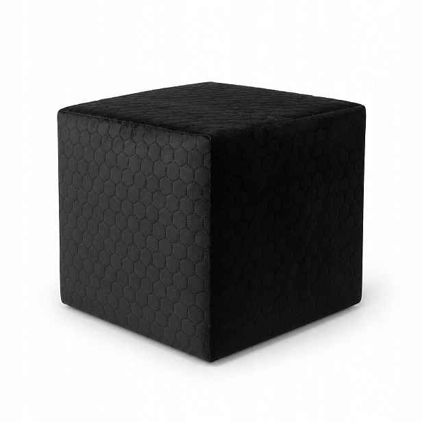 Taburet čtvercová Fresh Černá Velvet prošívaná