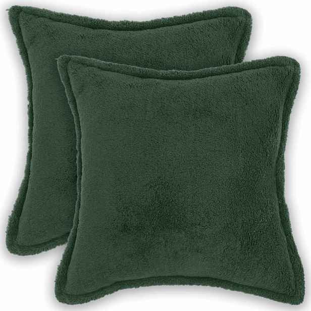vidaXL Povlak na polštář 2 pcs HOUTEN Tmavě zelená 45 x 45 cm Bouclé