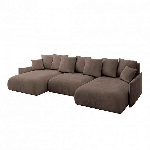 ALTDECOR SEDACÍ SOUPRAVA s funkcí lůžka a úložným prostorem ONESK-U-v1 317x177x72 hnědá tkanina velur