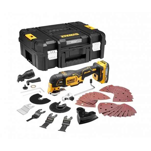 DeWALT - 18V AKU oscilační multibruska s příslušenstvím, 1x aku POWERSTACK 1,7 Ah, bez nabíječky DCS356E1T