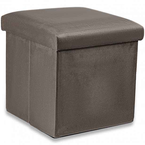Hnědý skládací taburet CUBEXO VELVET M