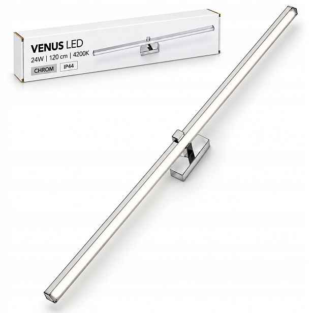 Moderní zrcadlová lampa Venus 24W 120 cm chrom Led 4200K IP44 1640lm
