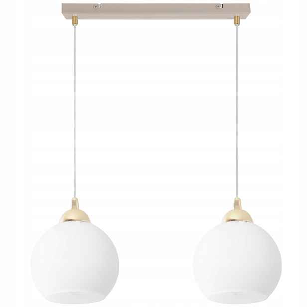 Závěsná Stropní Lampa Kašmírový Lustr Béžová, Bílé Koule, Dvojitý