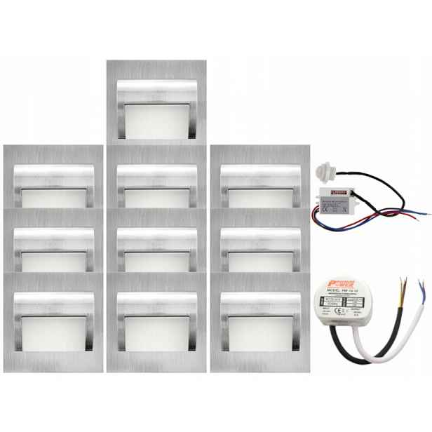 Sada Led schodišťové lampy 10x napájecí adaptér senzor