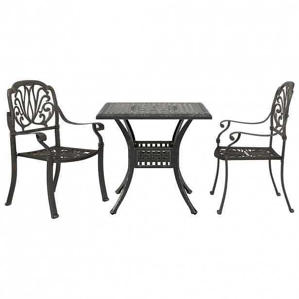 vidaXL 3dílný bistro set bronzový litý hliník