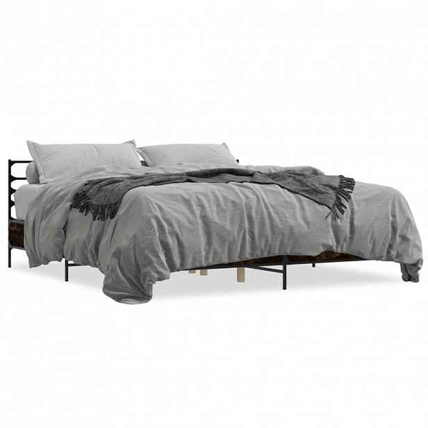 vidaXL Rám postele kouřový dub 180 x 200 cm kompozitní dřevo a kov