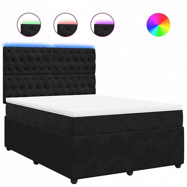 vidaXL Box spring postel s matrací černá 140x200 cm samet