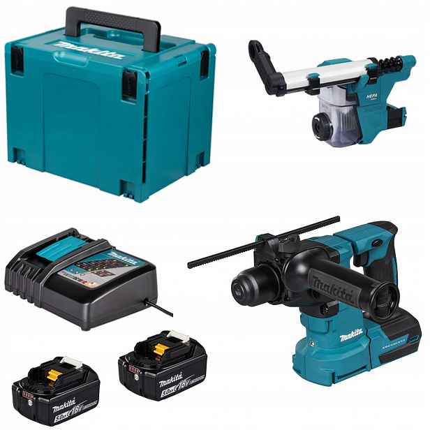 Akumulátorová vrtací kladivo Makita DHR183RTWJ 2x5Ah Xpt Avt Bl kufr