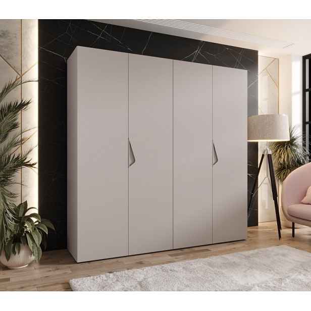 Čtyřdveřová šatní skříň 200 cm AMARIS 1 - kašmír / kašmírové úchyty