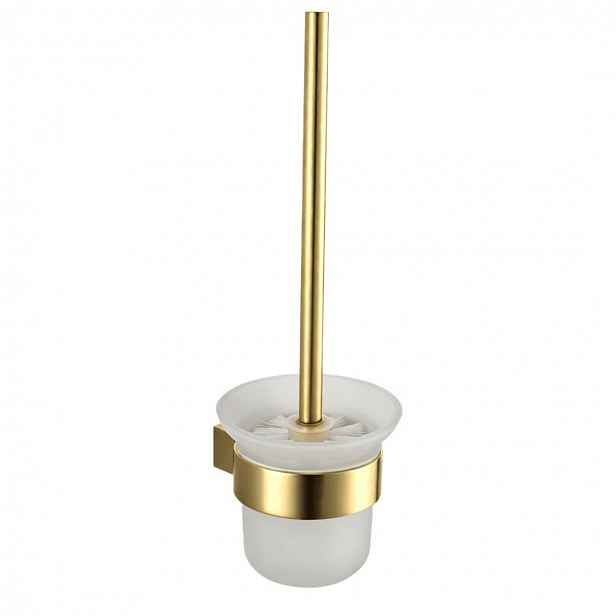 kielle Vega - WC štětka nástěnná s držákem, matné sklo/brushed gold 40518026