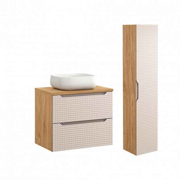 Petits-meubles KOUPELNOVÝ NÁBYTEK 70cm Mallory 2er-Set Béžová a dřevo
