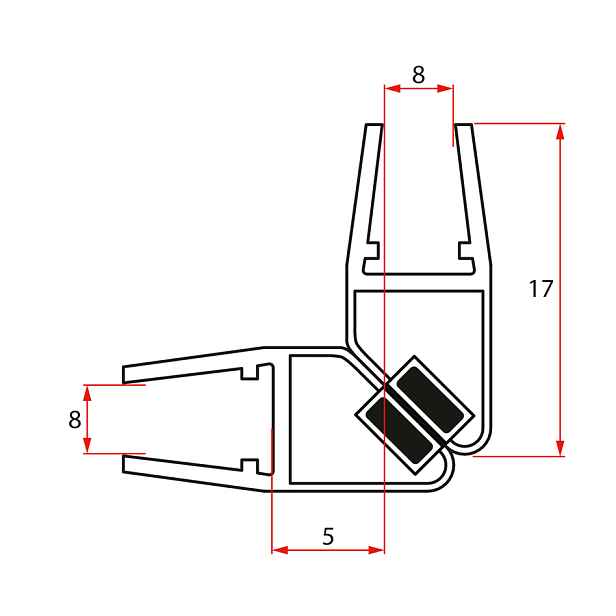Polysan Magnetické těsnění 45°pro sklo 8mm, 2000mm, 1ks
