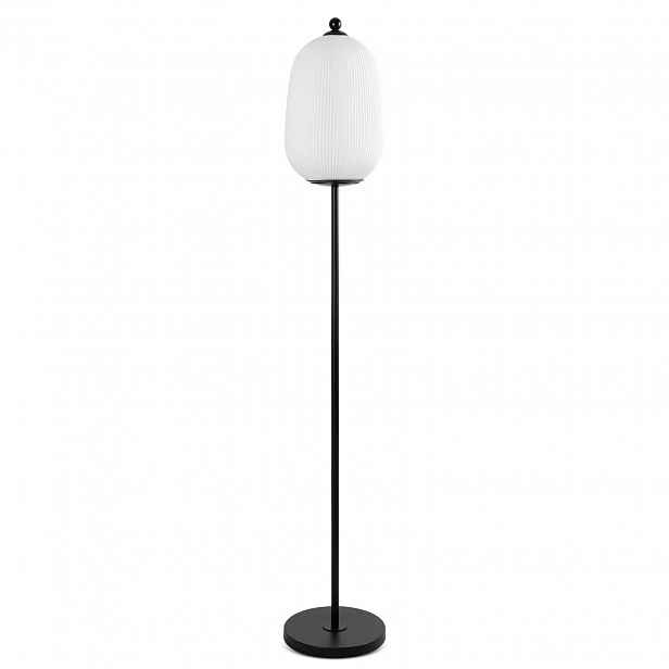 Stojací lampa Ruth bílá, kov a sklo, 150 cm, 1x E27
