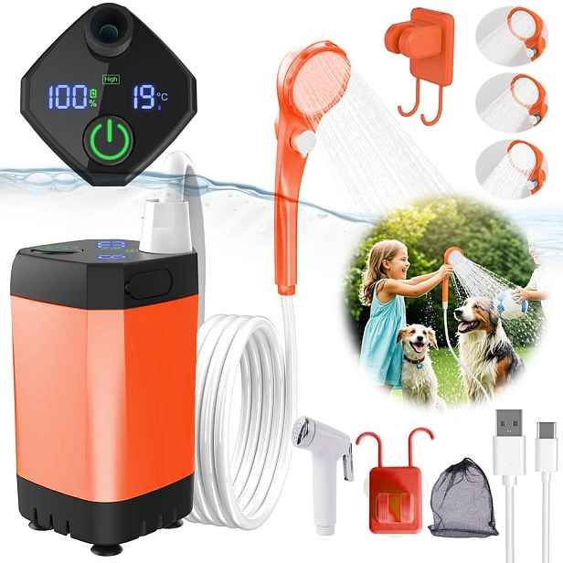 Turistická Sprcha Elektrická Pumpa Kempingová Akumulátor 6000MAH Usb