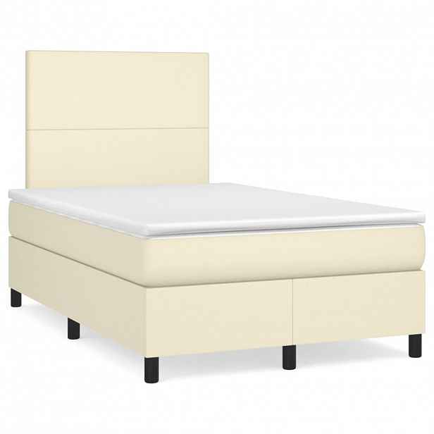 vidaXL Box spring postel s matrací krémová 120x200 cm umělá kůže