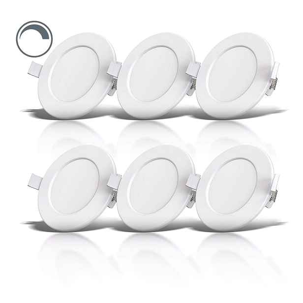 6x Kulaté Stropní Svítidlo Led zápustné svítidlo 6W IP44 3000K Stmívatelná koupelna Obývací pokoj Ø11,5
