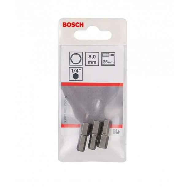 Bosch - Sada bitů HEX8, délka 25 mm, 3 ks 2607001730