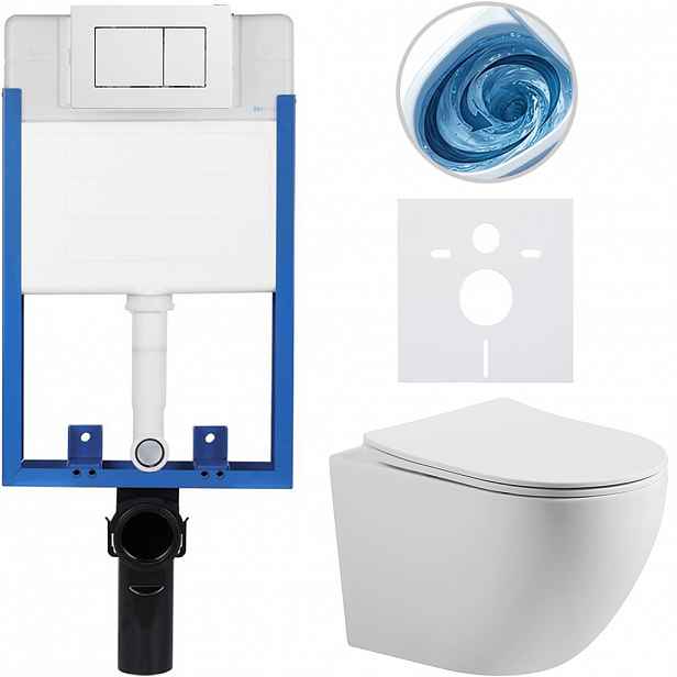 Kompletní WC set Profi/Cesso - bílá matná - WC tlačítko Classic/Bílá - pro zazdění - 49x36 cm - 8050BD90