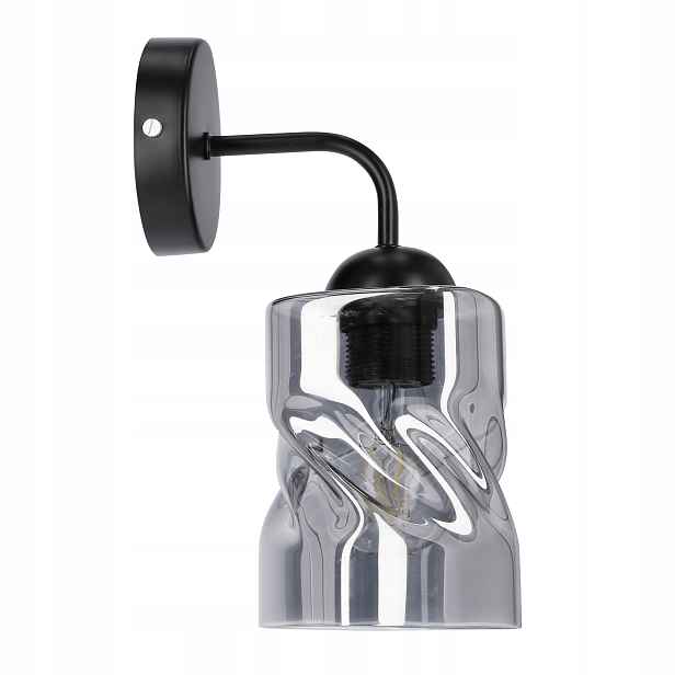Nástěnná lampa Černá Matná skleněná Stínidlo Kouřové