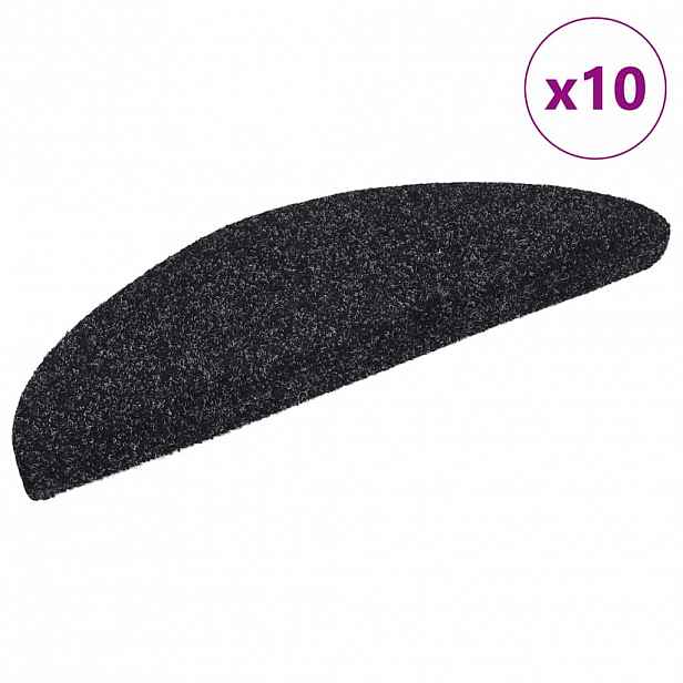 vidaXL Schodové rohože samolepicí 10 ks 56 x 17 x 3 cm černé, půlkulaté