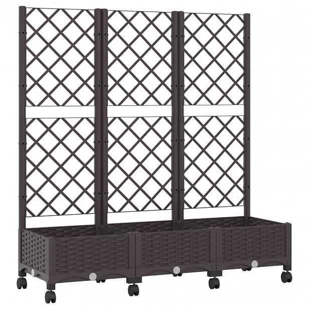 vidaXL Zahradní truhlík s treláží a koly Hnědá 120 x 40 x 131,5 cm PP