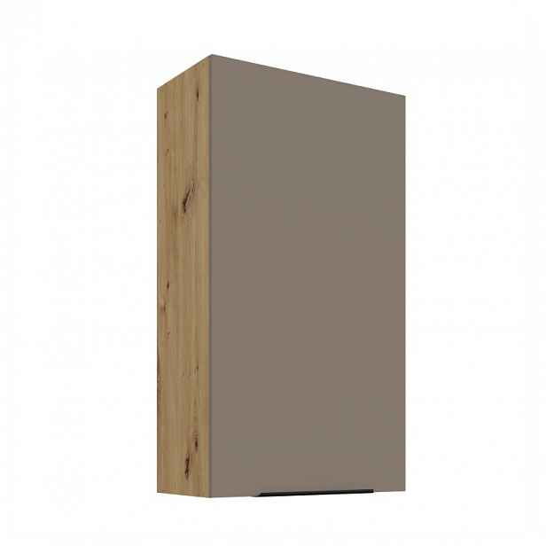 Vysoká horní kuchyňská skříňka LUNARA - šířka 60 cm, tmavě béžová / dub artisan