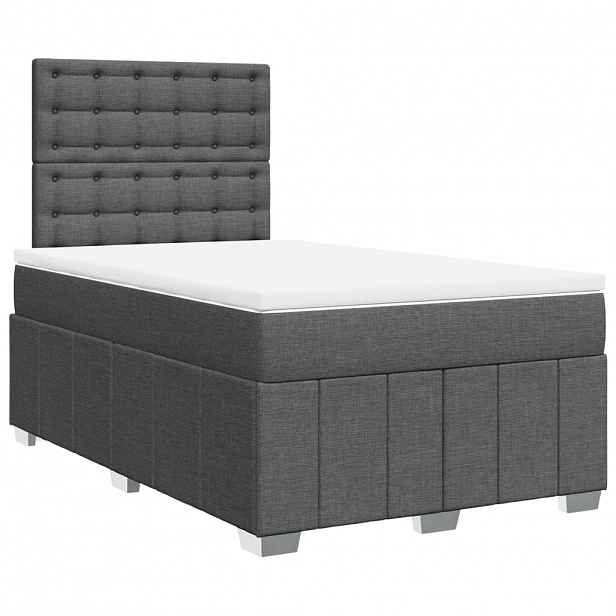 vidaXL Box spring postel s matrací tmavě šedá 120x200 cm textil