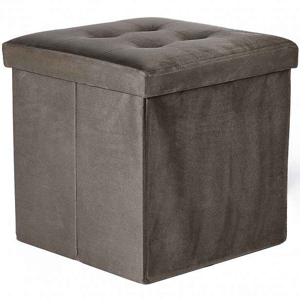 Hnědý skládací taburet ZAREX VELVET L