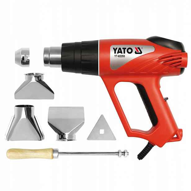 Horkovzdušná Pistole Yato YT-82293 2000W LCD 70-600°C 4 trysky kufr