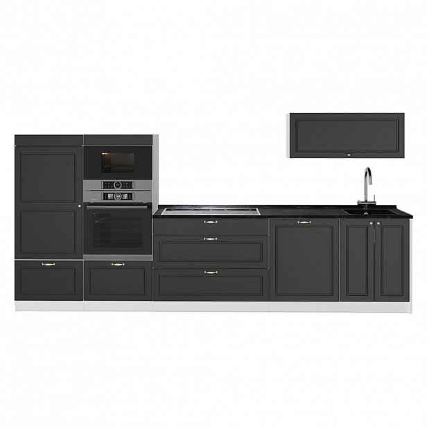 Vicco KUCHYŇSKÝ KOUT Fame-Line, Anthrazit-Gold Landhaus/Bílá, 340 cm, PD Antracit