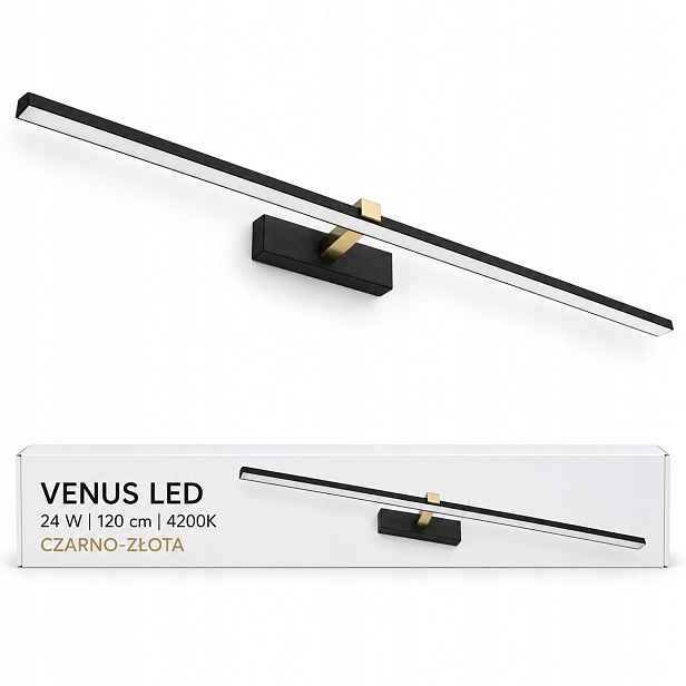 Černo-zlaté svítidlo Venus 120 cm 24 W Led nad komodu 1640 lm 4200K IP44