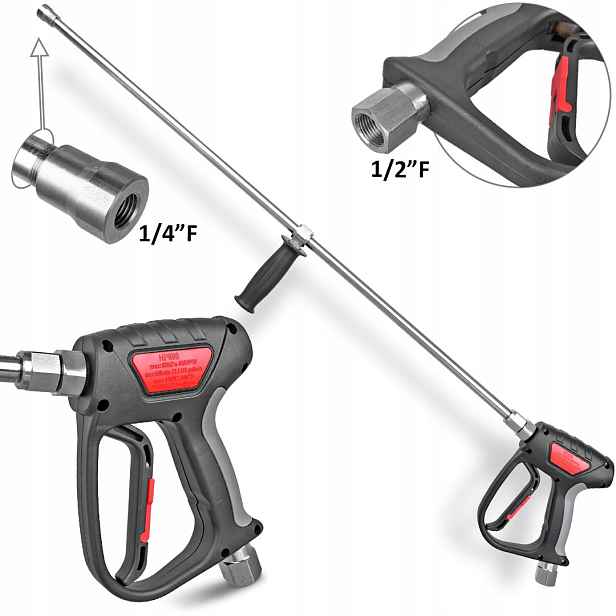 Mocný Set Max. 600 Bar Pistole 1/2"F Lanca Nerezová 1/4"F 100 cm Inox