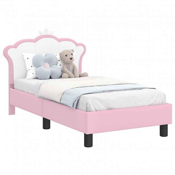 vidaXL Rám postele pro batole s čelem Růžová 70 x 140 cm PU