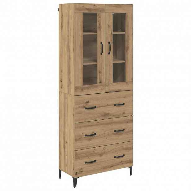 vidaXL Vysoký bufet Artisanový dub 69,5 x 34 x 180 cm Kompozitní dřevo