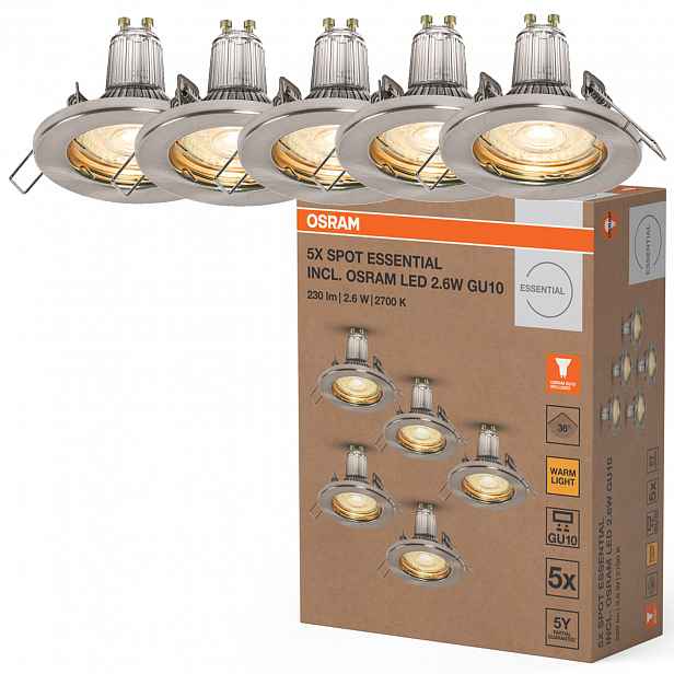5x Stropní Led svítidlo Kulaté Stropní Svítidlo GU10 2.6W 2700K Osram