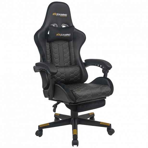 BX Gaming HERNÍ ŽIDLE, vzhled kůže, samet, černá