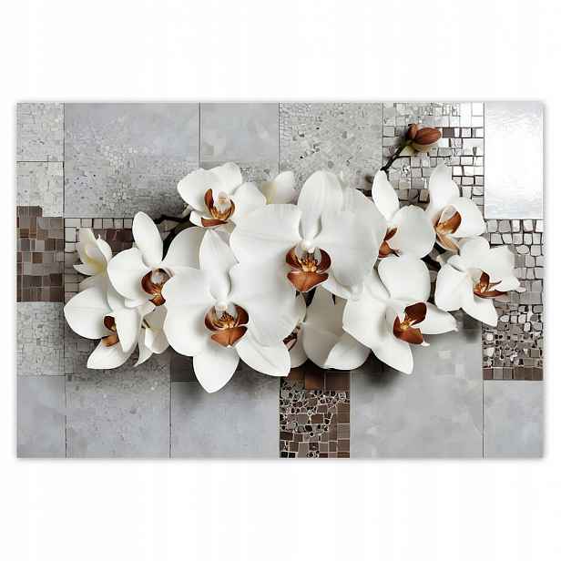 Fototapety 200x135 Bílé orchideje a mozaika