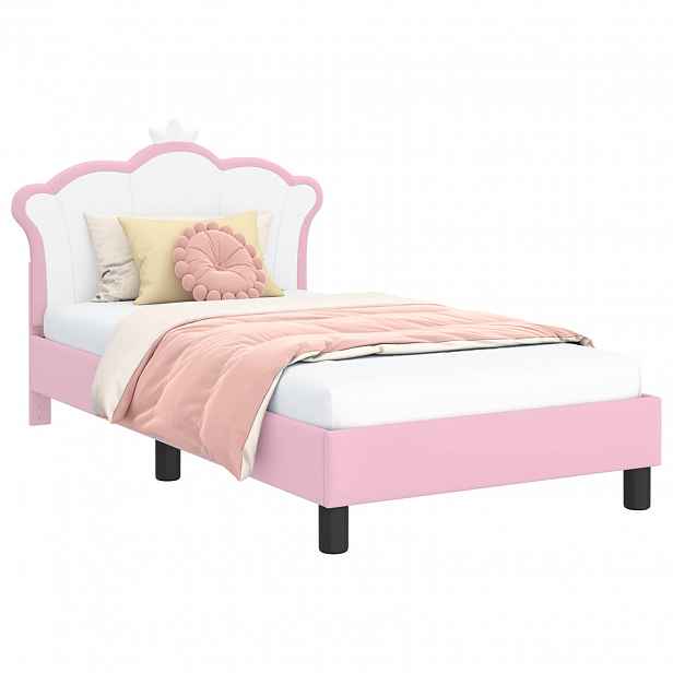 vidaXL Rám postele pro děti s čelem Růžová 80 x 160 cm PU