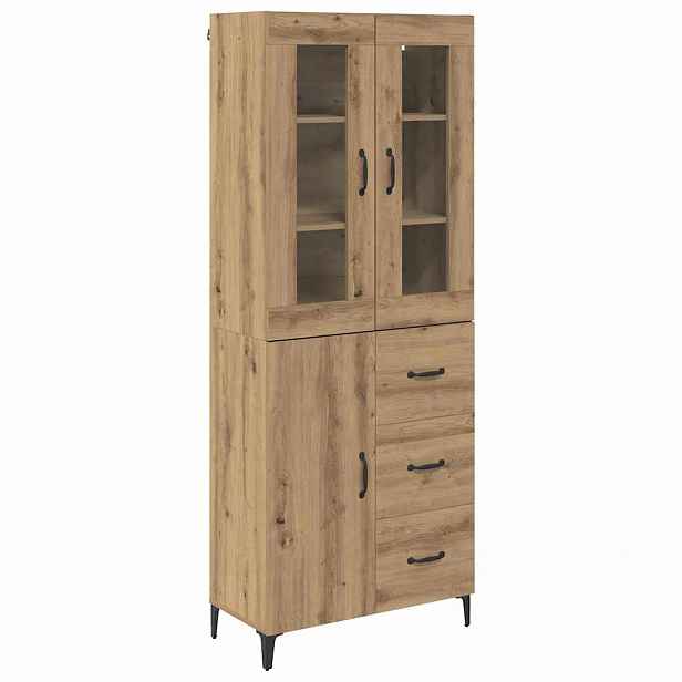 vidaXL Vysoký bufet Artisanový dub 69,5 x 34 x 180 cm Kompozitní dřevo