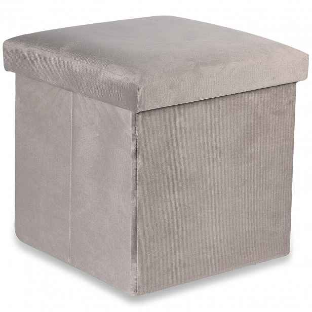 Béžový skládací taburet CUBEXO VELVET M