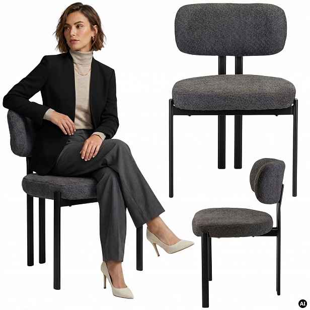 Pevná čalouněná židle do obývacího pokoje Arlo, šedá, moderní loft
