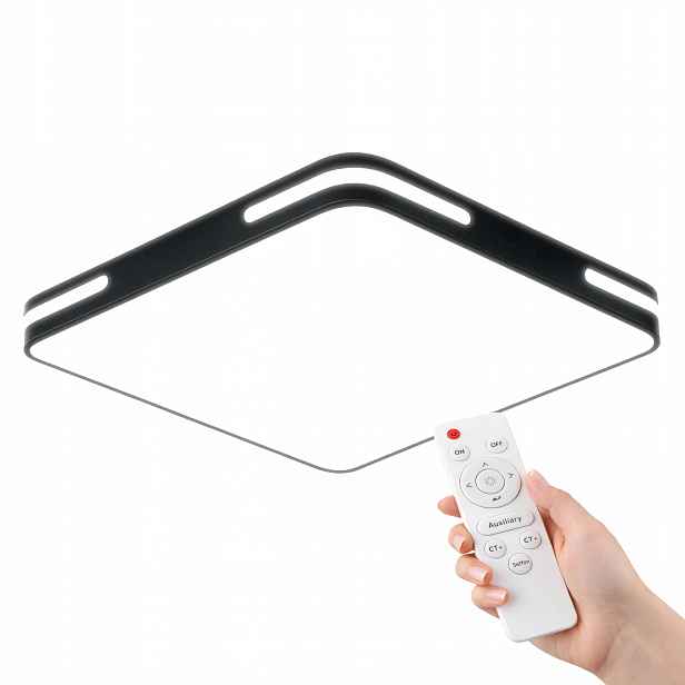 Stropní Svítidlo Černá Čtvercová 50 CM Stropní Svítidlo Led Lustr Dálkový Ovladač 3 Barvy
